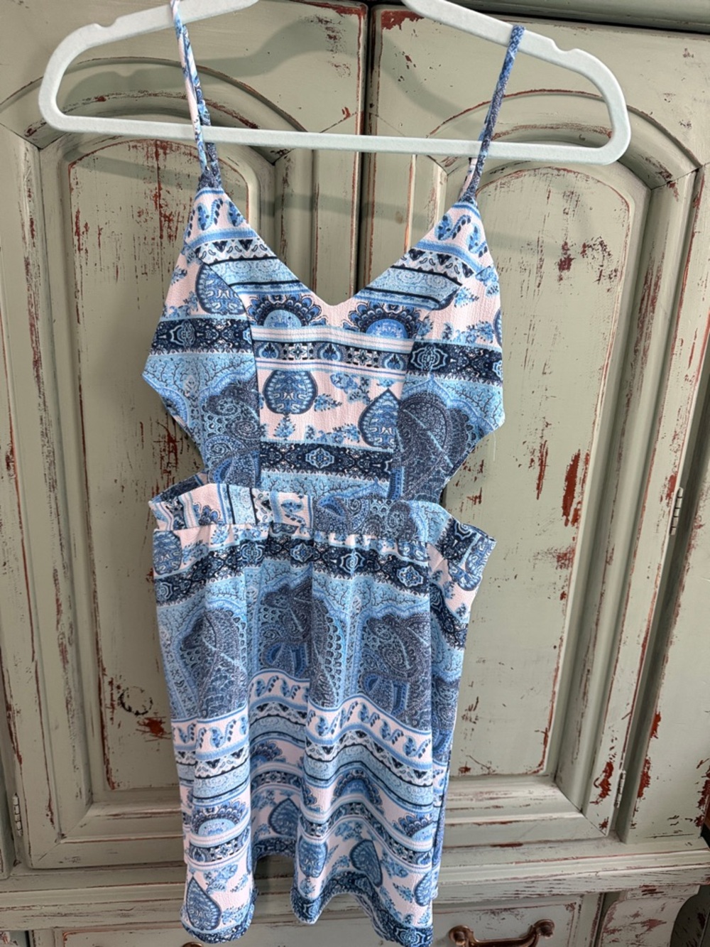 Show Me Your MuMu Blue and Pink Paisley Cutout Dress